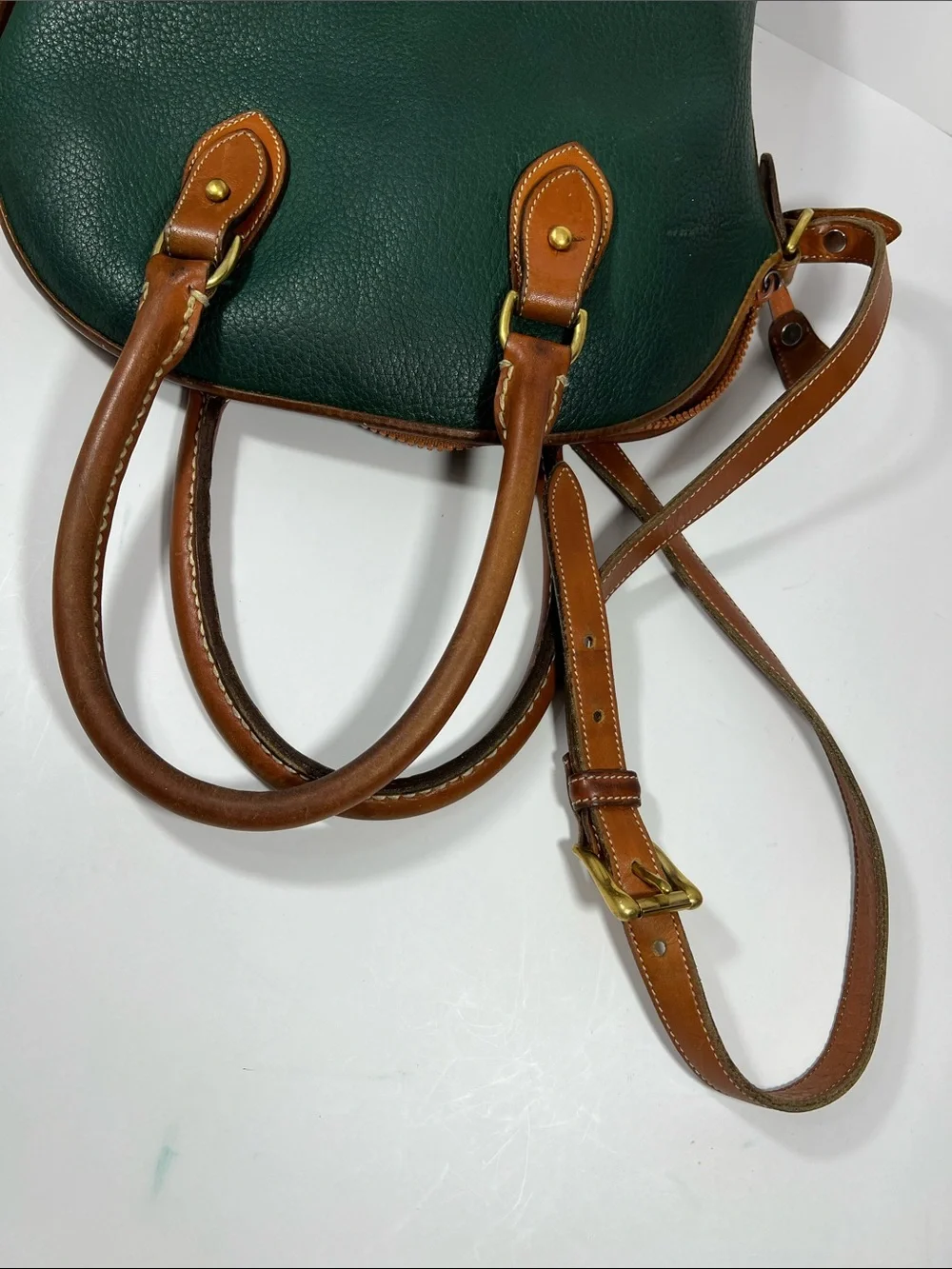 🦆 DOONEY & BOURKE NORFOLK FIR GREEN BRITISH TAN PEBBLE AWL SATCHEL VINTAGE